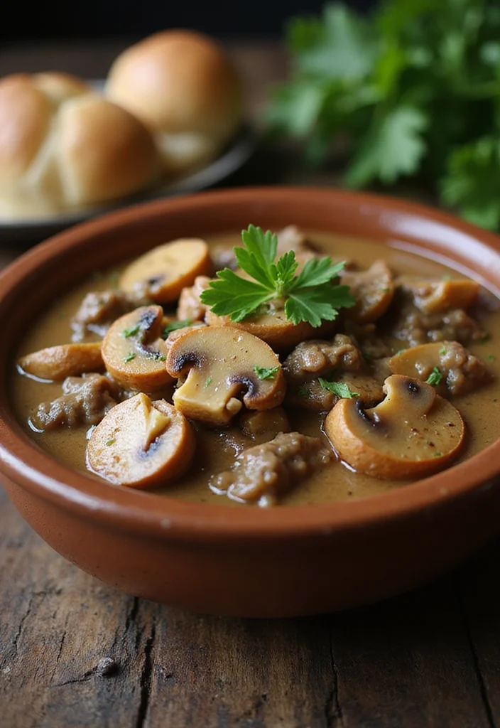 12 Fast & Flavorful Slow Cooker Beef Stew Meat Recipes To Cook This Week - 6. Creamy Mushroom Beef Stew