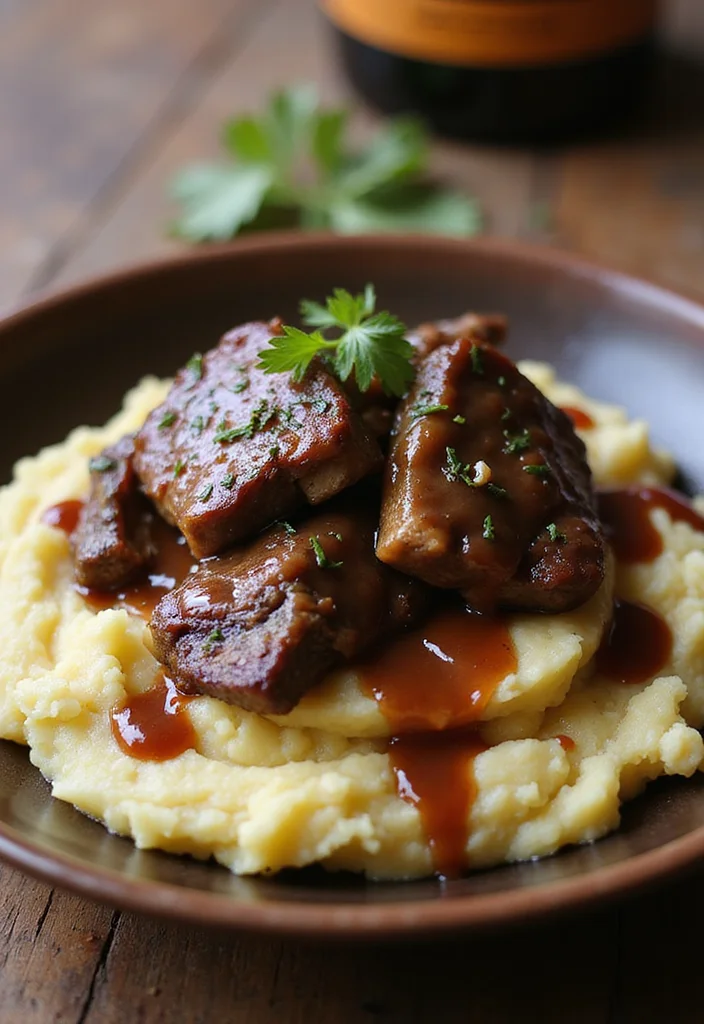 13 Fast & Flavorful Boneless Beef Short Ribs Recipes To Cook This Week - 7. Boneless Beef Short Ribs with Garlic Mashed Potatoes