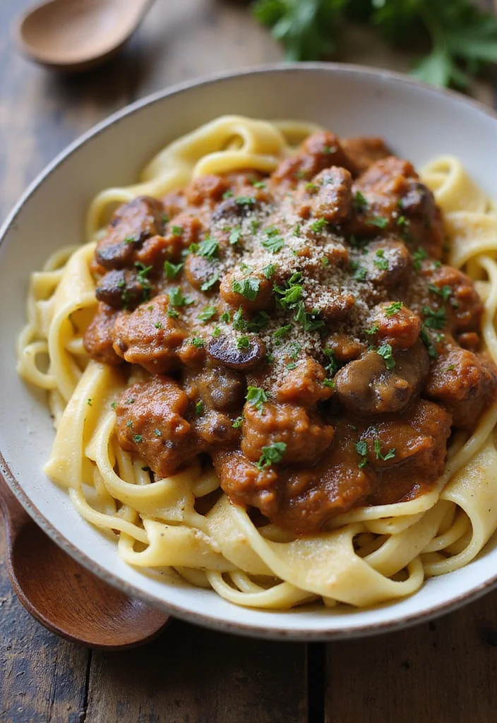 13 Slow Cooker Beef Ragu Recipes Everyone Is Searching For - 2. Creamy Mushroom Beef Ragu