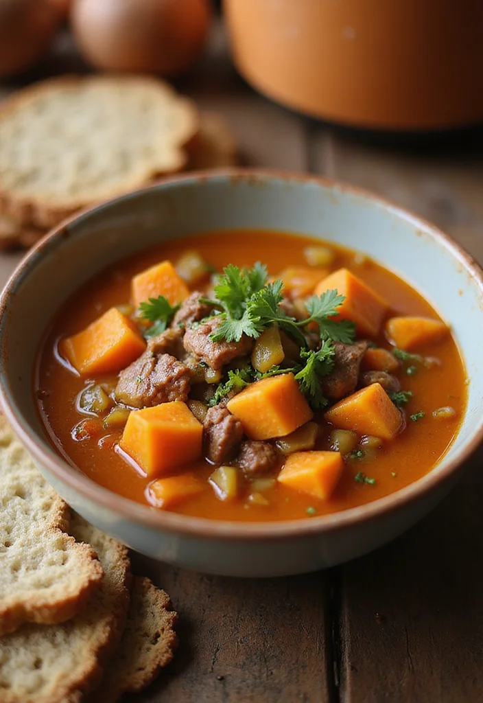 15 Comforting Old Fashioned Vegetable Beef Soup Dishes To Warm Your Night - 14. Sweet Potato and Vegetable Beef Soup