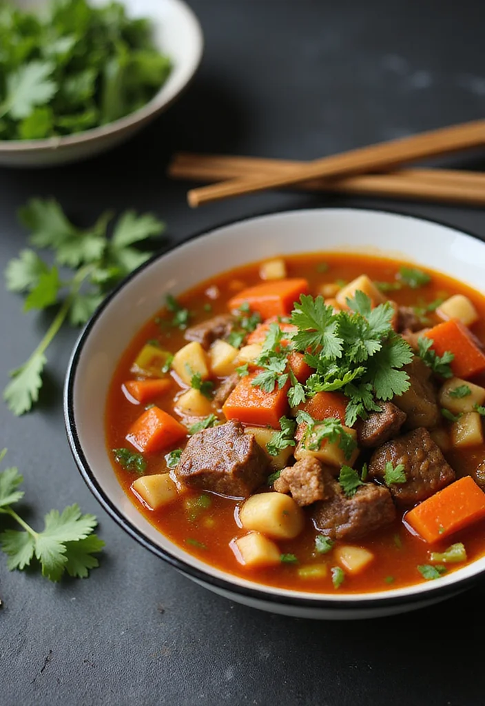 15 Comforting Old Fashioned Vegetable Beef Soup Dishes To Warm Your Night - 7. Asian-Inspired Vegetable Beef Soup