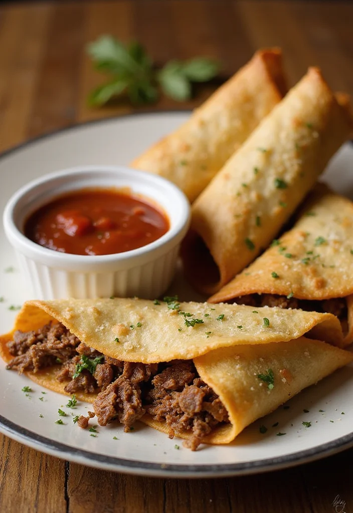 15 Easy Shredded Beef Taquitos Meals That Always Impress - 11. Garlic Parmesan Shredded Beef Taquitos