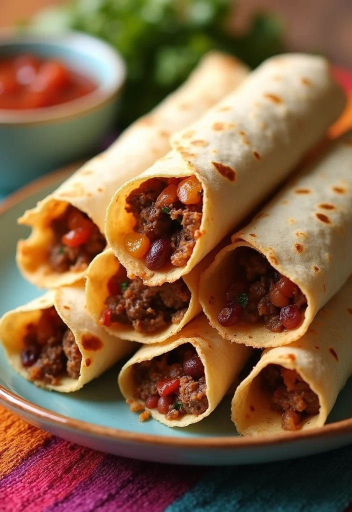 16 Comfort Food Ground Beef Tortilla Dishes To Warm Your Night - 2. Beef and Bean Tortilla Roll-Ups