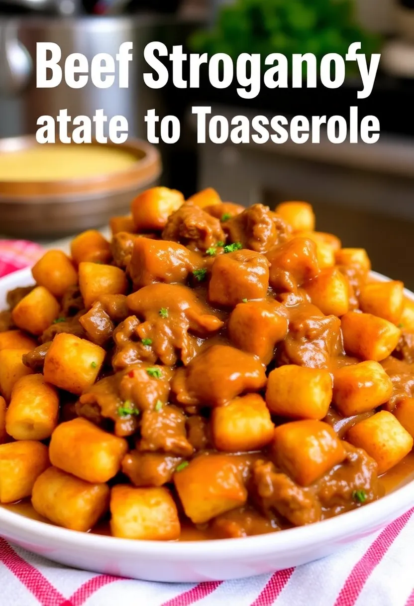16 Ground Beef And Tater Tot Meals Perfect For Weeknight Cooking - 13. Beef Stroganoff Tater Tot Casserole