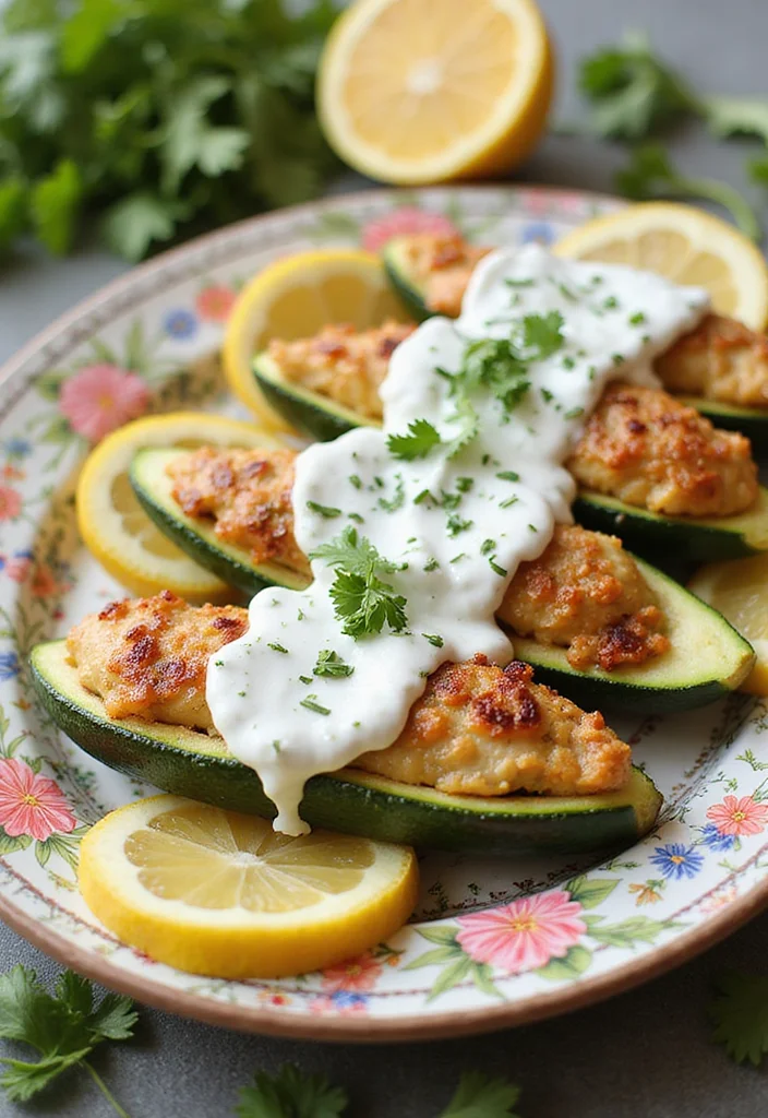 16 Must-Try Zucchini Boats Beef Dishes For Busy Nights - 8. Greek Chicken Zucchini Boats