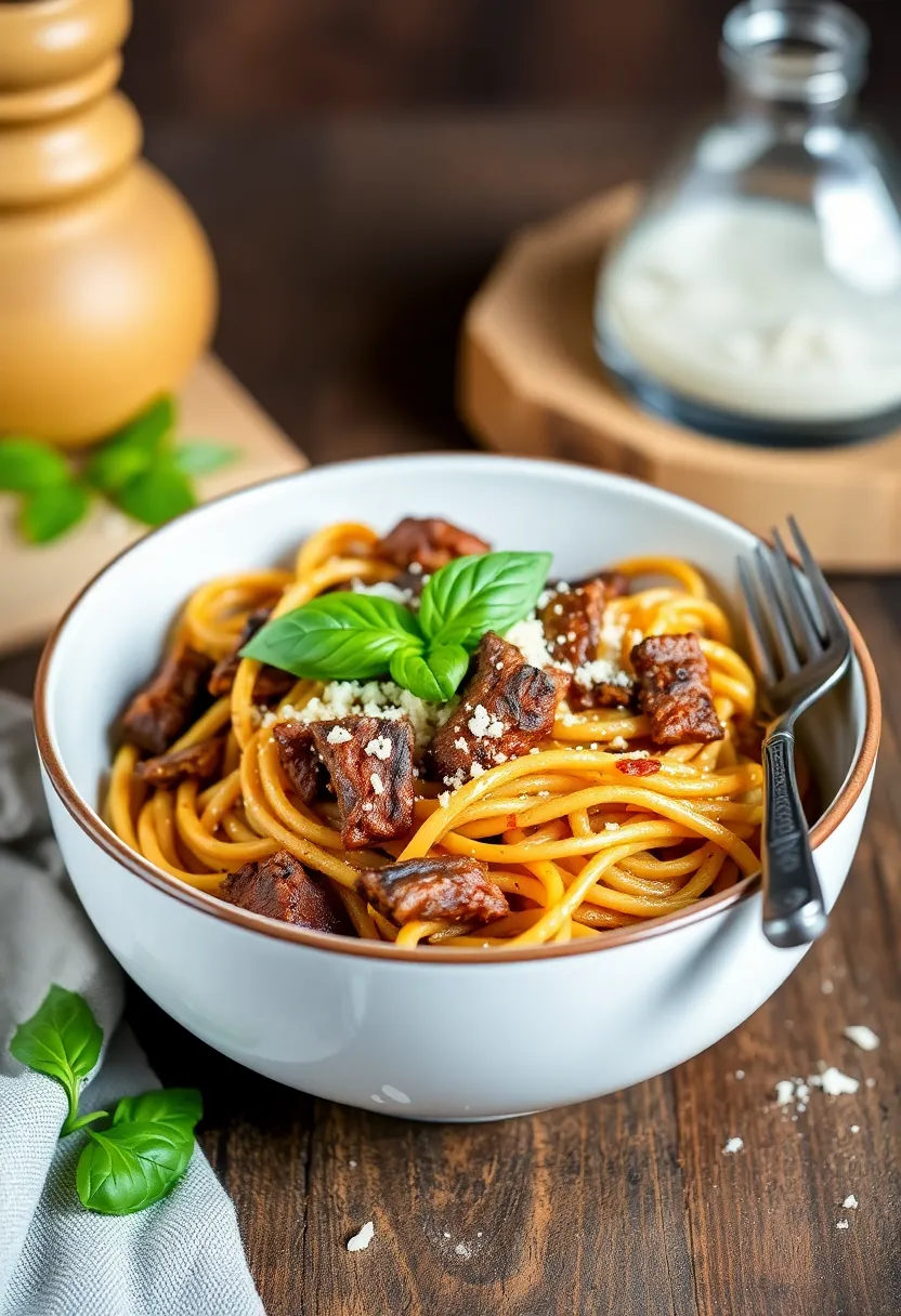 18 Genius Ways To Use Dried Beef Tonight - 3. Savory Beef Jerky Pasta