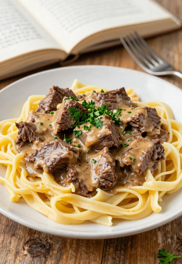 16 Crock Pot Steak Recipes Set and Forget Dinners - 1. Tender Beef Stroganoff 1