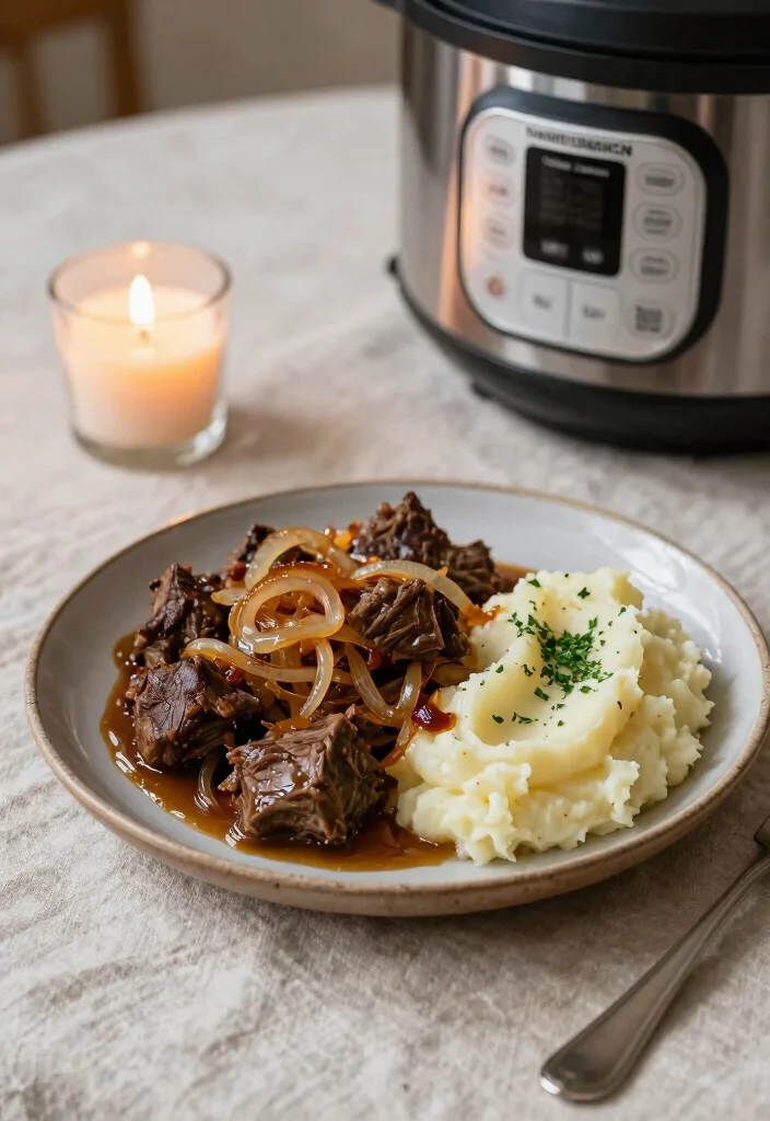17 Chuck Roast Recipes Instant Pot Fast Comfort Meals - 10. Instant Pot Chuck Roast with Caramelized Onions 1