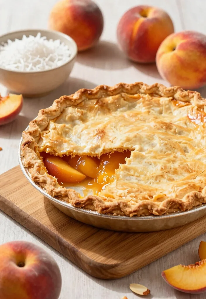 17 Fresh Peach Pie Recipes: Juicy Summer Classics - 13. Peach Slab Pie with Almond and Coconut 1