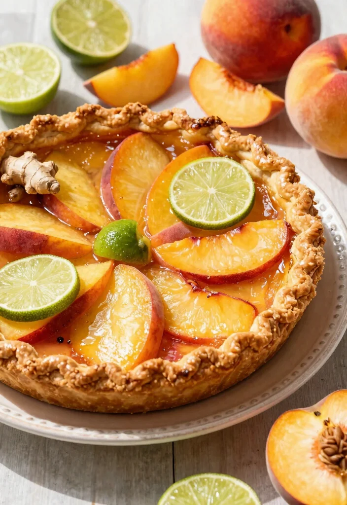 17 Fresh Peach Pie Recipes: Juicy Summer Classics - 14. Peach Pie with Ginger and Lime 1
