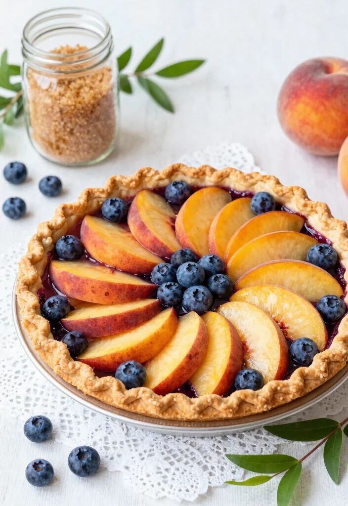 17 Fresh Peach Pie Recipes: Juicy Summer Classics - 5. Peach and Blueberry Pie with Coconut Sugar 1