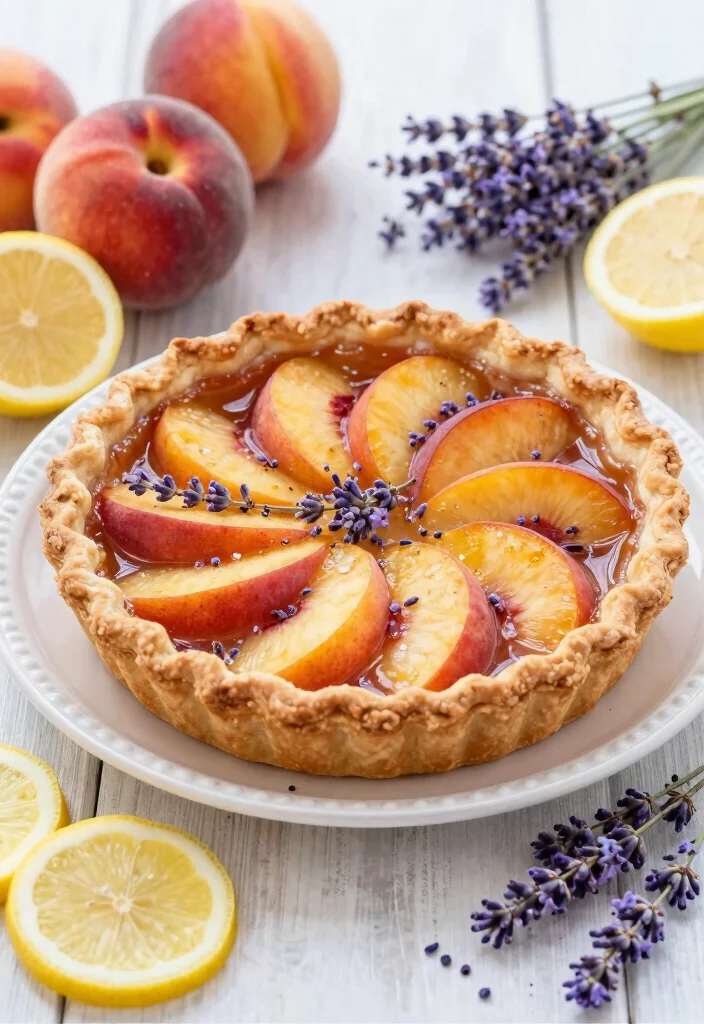 17 Fresh Peach Pie Recipes: Juicy Summer Classics - 7. Peach Pie with Lavender and Lemon 1
