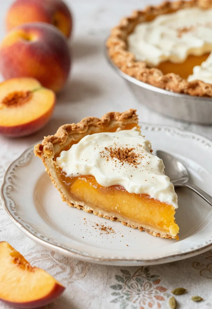 17 Fresh Peach Pie Recipes: Juicy Summer Classics - 8. Sliced Peach Pie with Cardamom Cream 1