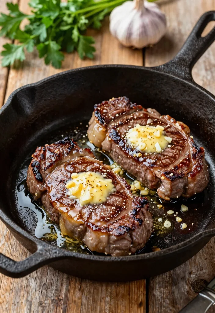 18 Cast Iron Steak Recipes Perfect Crust at Home - 2. Garlic Butter Sirloin 1