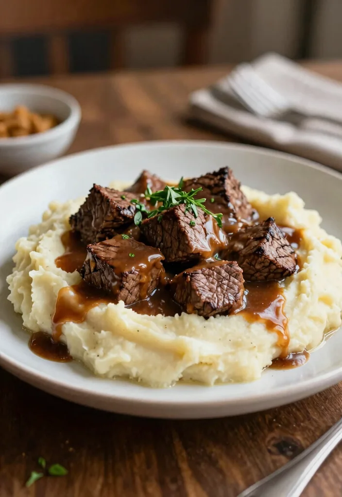18 Cube Steak Crock Pot Recipes Comfort Food Classics - 17. Cube Steak with Garlic Mashed Potatoes 1