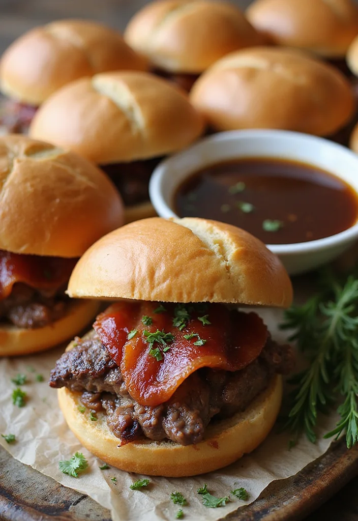 12 Fast & Flavorful Roast Beef Sliders Hawaiian Rolls Au Jus Recipes To Cook This Week - 11. Bacon-Wrapped Roast Beef Sliders 1
