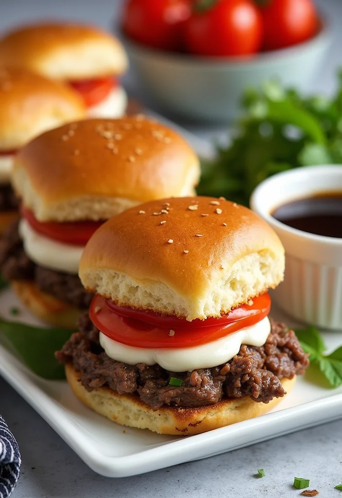 12 Fast & Flavorful Roast Beef Sliders Hawaiian Rolls Au Jus Recipes To Cook This Week - 12. Caprese Roast Beef Sliders 1