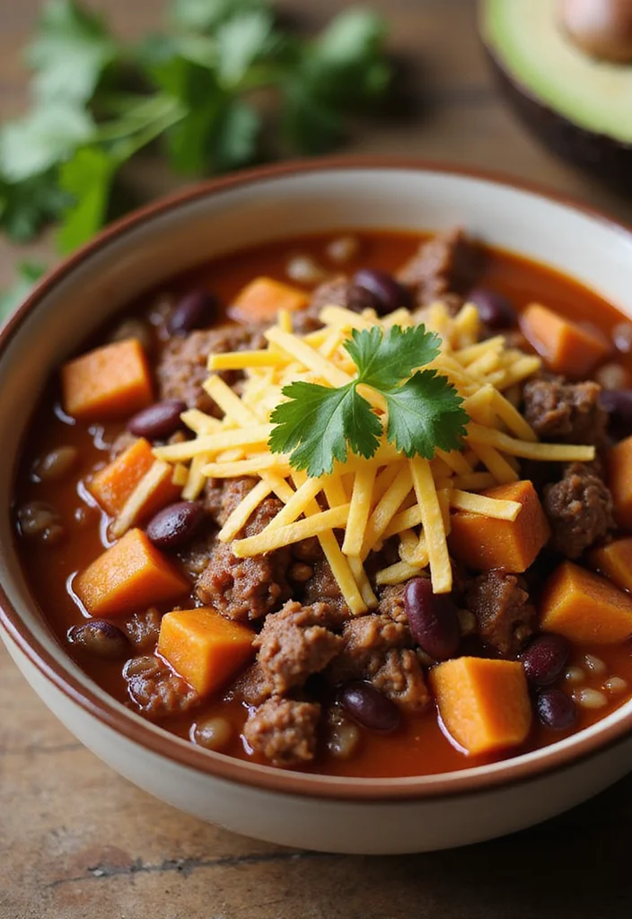 12 Ground Beef Sweet Potato Bowl Recipes That Taste Incredible - 8. Ground Beef Sweet Potato Chili Bowl 1