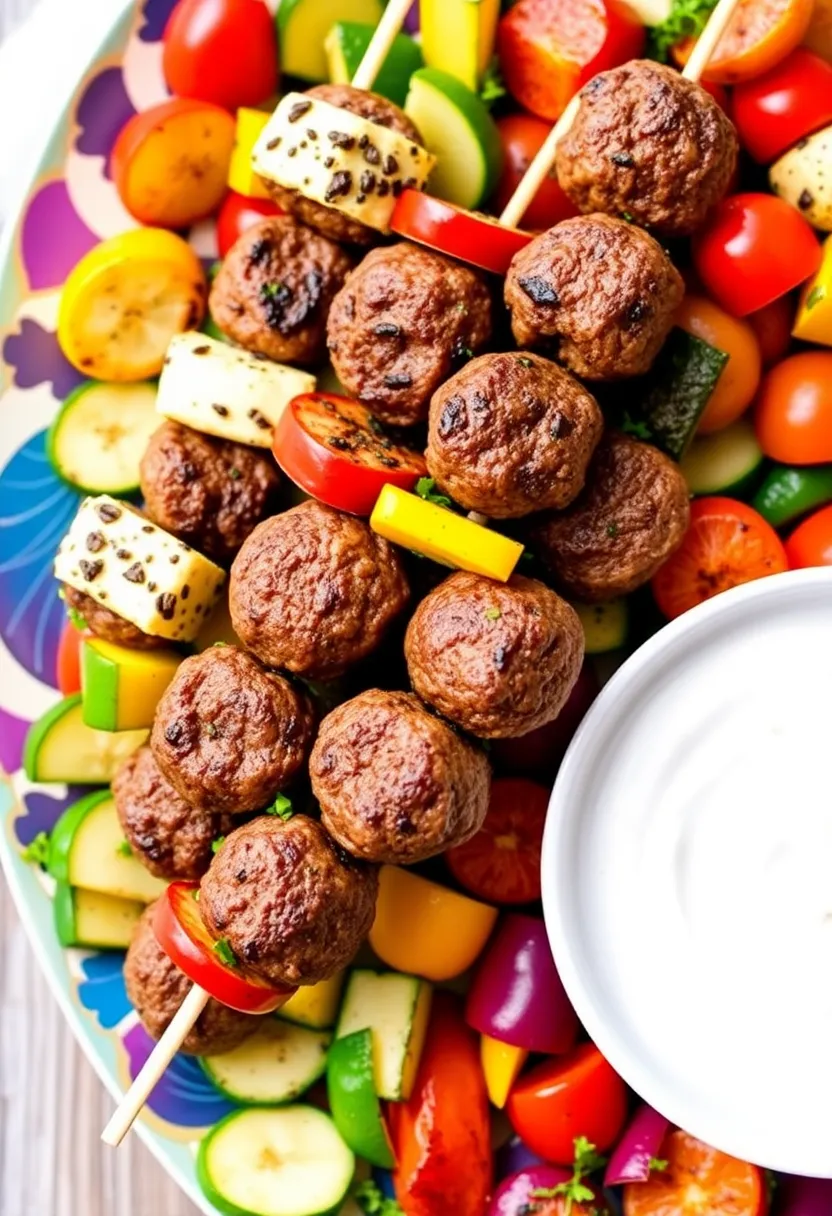 13 Easy Greek Beef Meatballs Meals That Always Impress - 6. Greek Beef Meatball Stacked Skewers 1