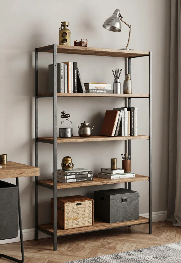 15 Bloxburg Bookshelf Ideas for a Stylish Virtual Home - 12. Industrial Style Bookshelf 1