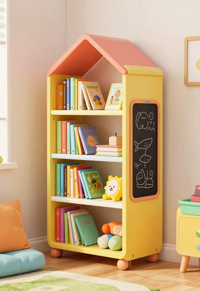 15 Bloxburg Bookshelf Ideas for a Stylish Virtual Home - 13. Playful Kids Bookshelf 1