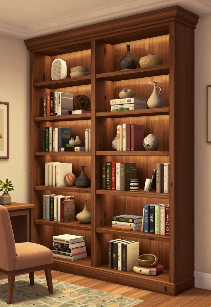 15 Bloxburg Bookshelf Ideas for a Stylish Virtual Home - 15. Custom Built-in Bookshelf 1