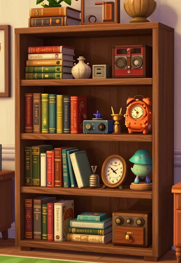 15 Bloxburg Bookshelf Ideas for a Stylish Virtual Home - 6. Vintage Charm with a Curated Collection 1