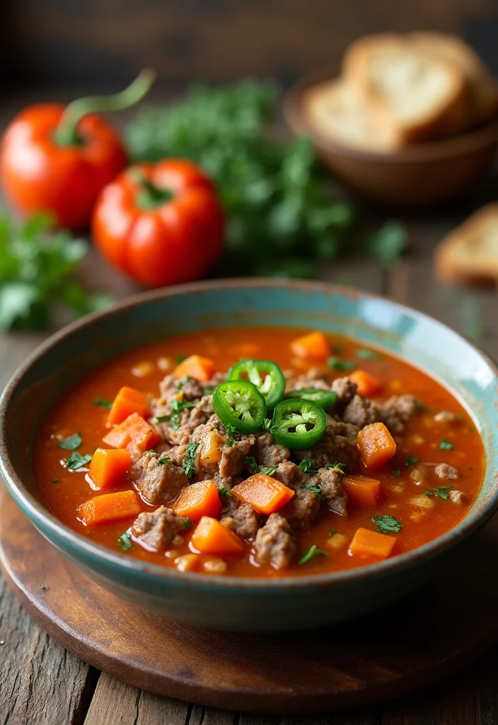 15 Comforting Old Fashioned Vegetable Beef Soup Dishes To Warm Your Night - 3. Spicy Vegetable Beef Soup 1