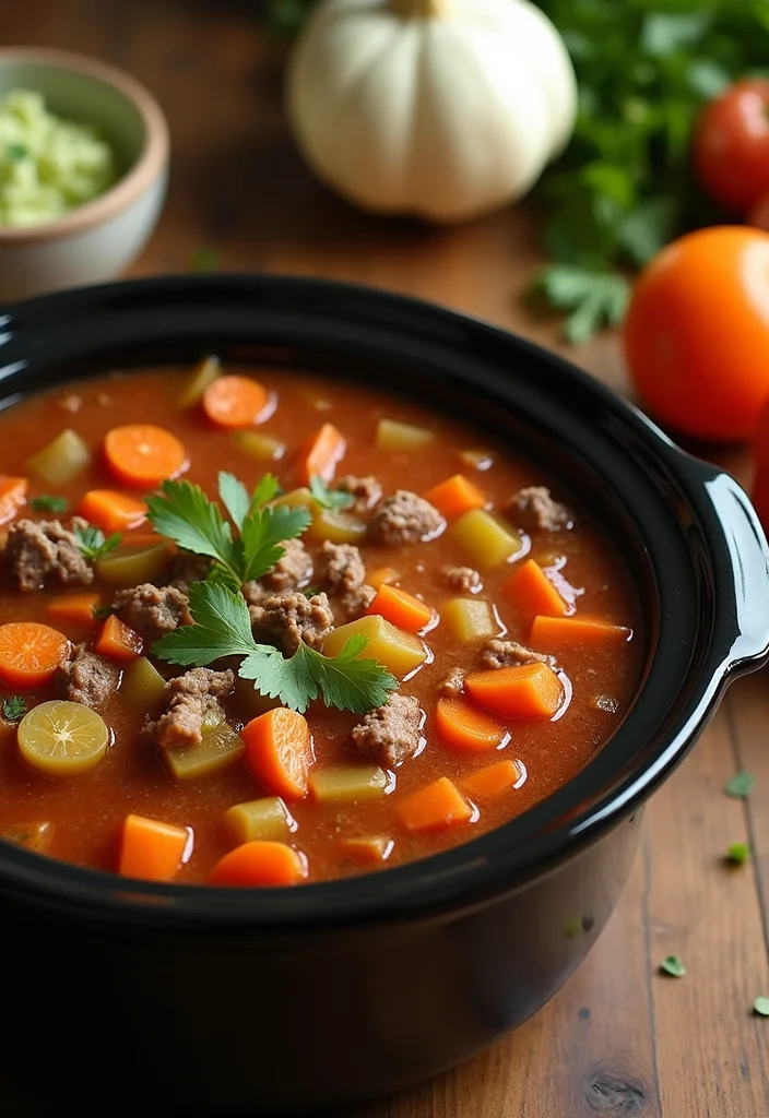15 Comforting Old Fashioned Vegetable Beef Soup Dishes To Warm Your Night - 5. Slow Cooker Vegetable Beef Soup 1