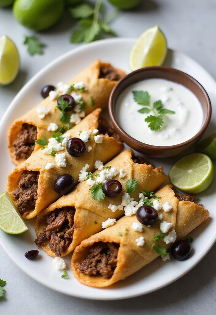 15 Easy Shredded Beef Taquitos Meals That Always Impress - 12. Mediterranean Shredded Beef Taquitos 1