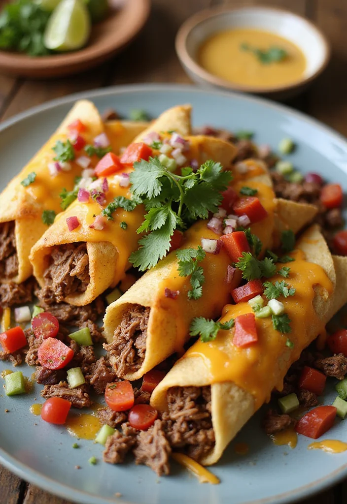 15 Easy Shredded Beef Taquitos Meals That Always Impress - 14. Loaded Shredded Beef Taquitos 1