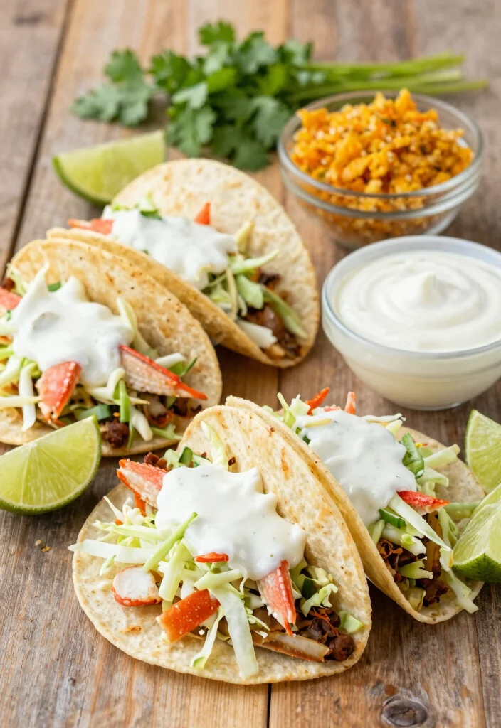 15 Fake Crab Meat Recipes: Quick Weeknight Dishes - 3. Crab Tacos with Lime Crema 1