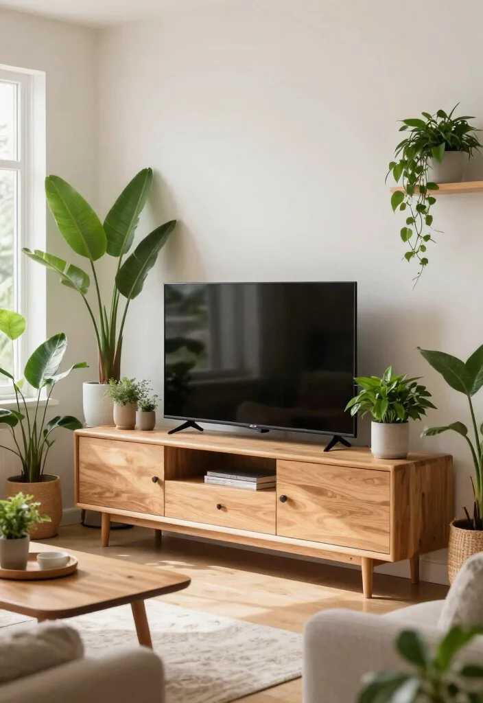 15 Luxurious TV Unit Design Ideas With High End Style - 12. Incorporating Nature 1