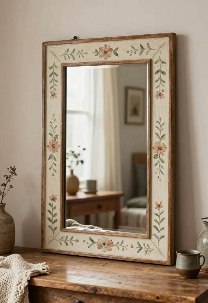 15 Painting Ideas on Mirrors With Artsy Flair - 12. Rustic Farmhouse 1