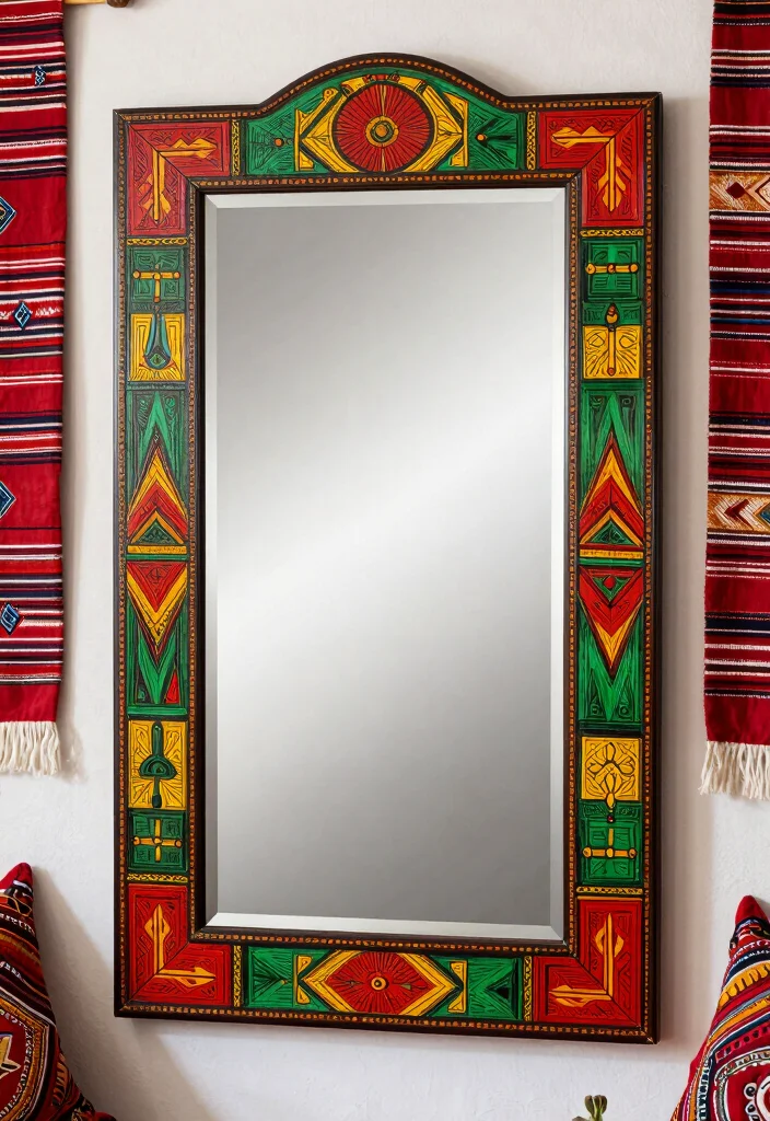 15 Painting Ideas on Mirrors With Artsy Flair - 14. Cultural Echoes 1