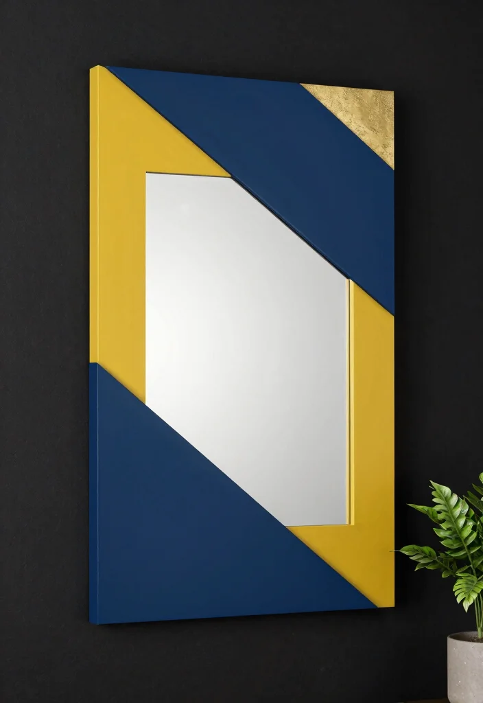 15 Painting Ideas on Mirrors With Artsy Flair - 2. Geometric Glam 1