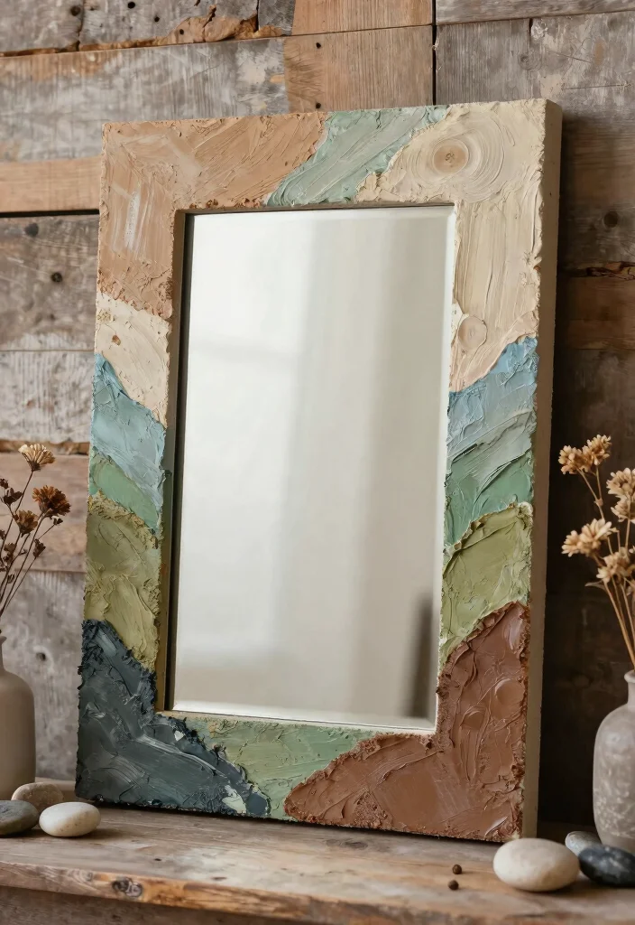 15 Painting Ideas on Mirrors With Artsy Flair - 5. Textured Touch 1