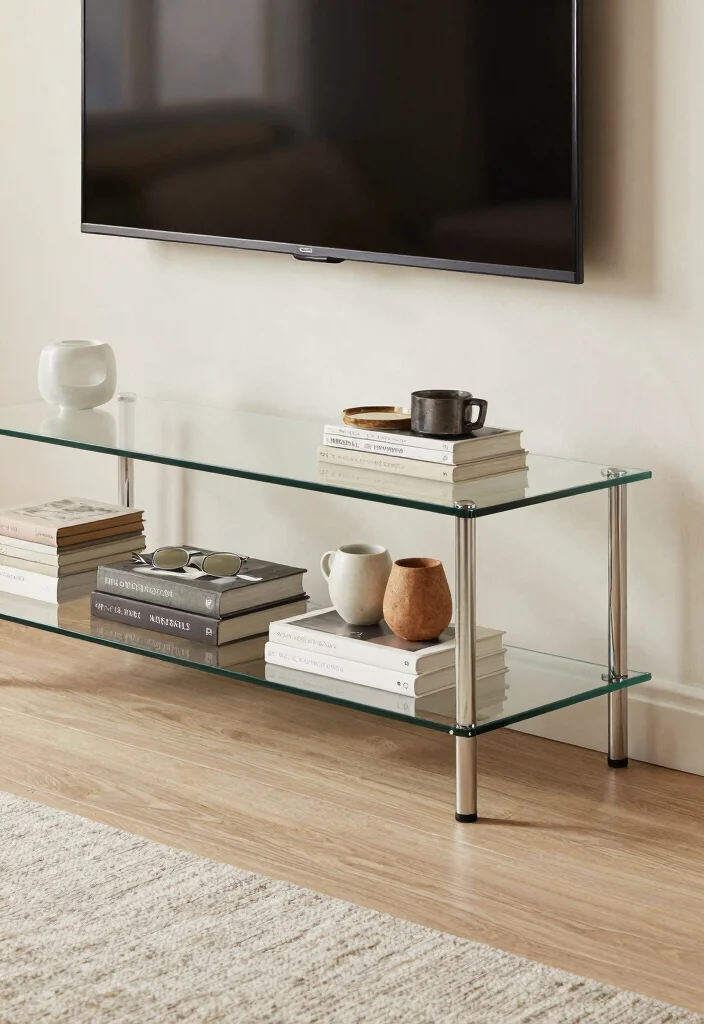 15 TV Stand Designs TV Walls Ideas With Sleek Modern Appeal - 13. Stylish Glass TV Stand 1