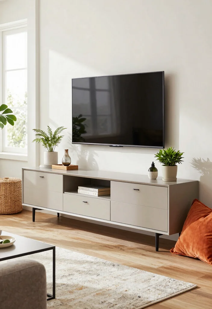 15 TV Stand Designs TV Walls Ideas With Sleek Modern Appeal - 4. Multi-functional Media Console 1