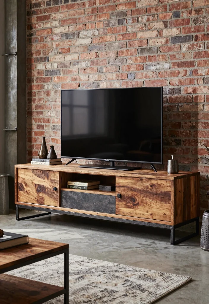 15 TV Stand Designs TV Walls Ideas With Sleek Modern Appeal - 5. Industrial-Style TV Stand 1