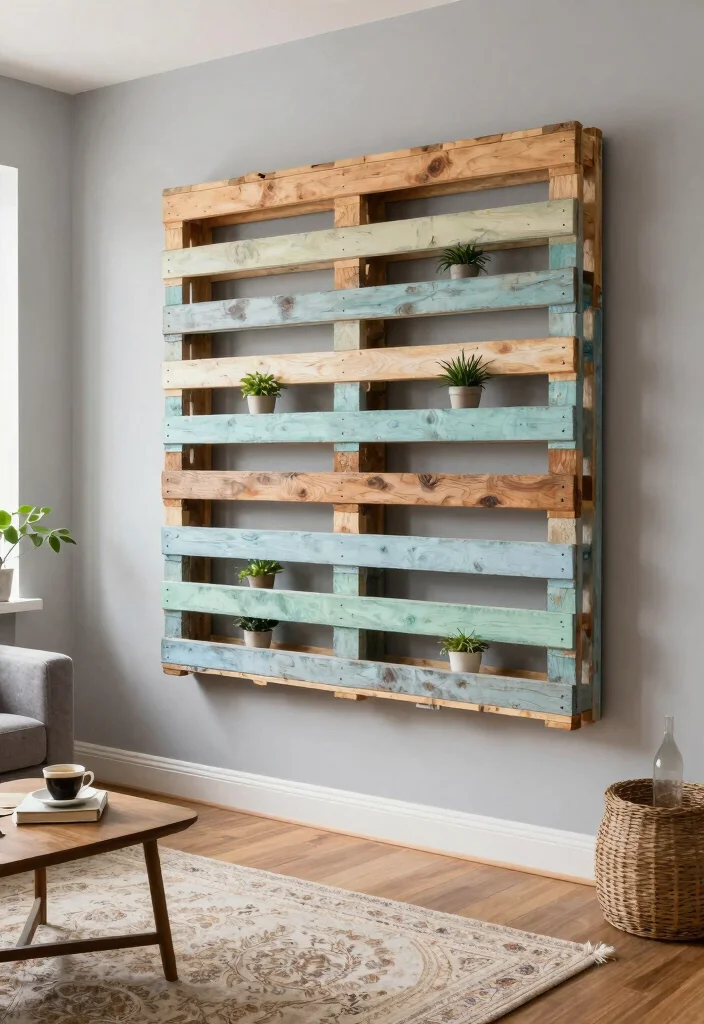 15 Wall Art Ideas for Your Living Room That Transform Your Walls - 1. Upcycled Pallet Art 1