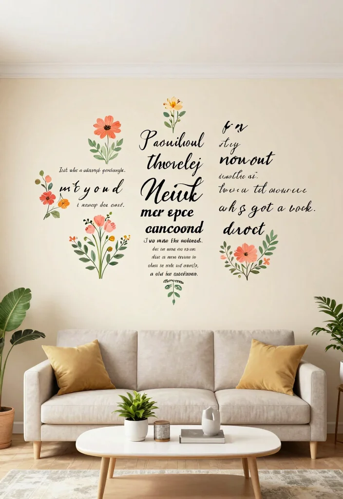 15 Wall Art Ideas for Your Living Room That Transform Your Walls - 12. Artistic Wall Decals 1