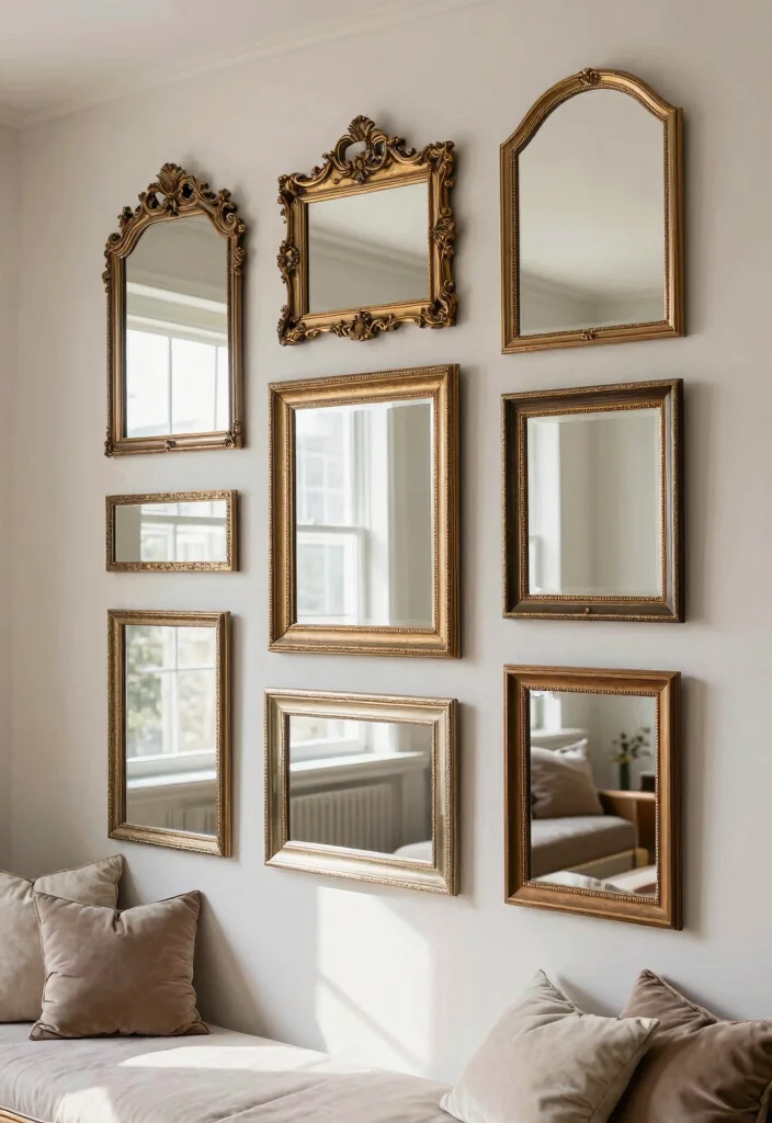 15 Wall Art Ideas for Your Living Room That Transform Your Walls - 4. Upcycled Mirror Art 1