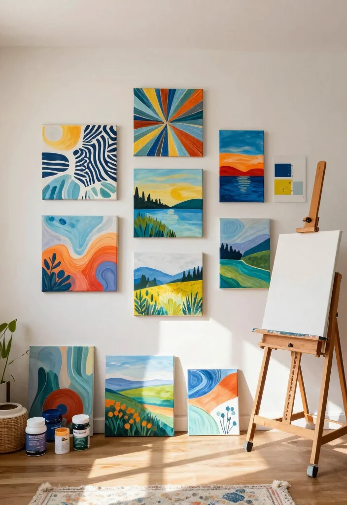 15 Wall Art Ideas for Your Living Room That Transform Your Walls - 7. DIY Canvas Art 1