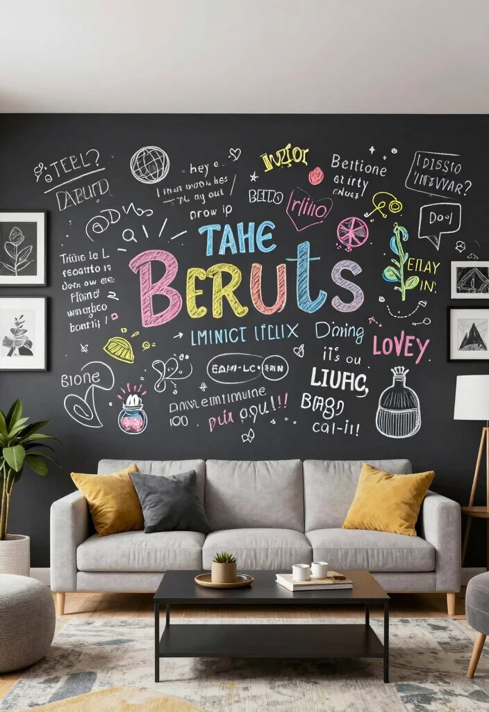 15 Wall Art Ideas for Your Living Room That Transform Your Walls - 9. Chalkboard Paint Wall 1