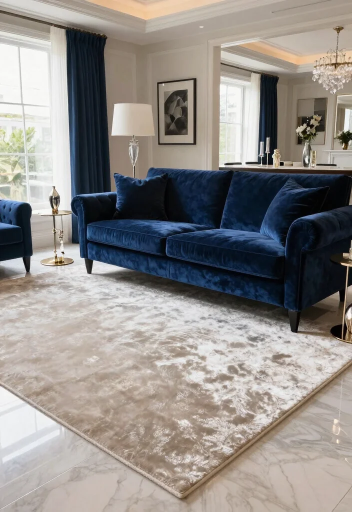 16 Colorful Living Room Rug Ideas That Add Instant Energy - 11. Luxe Textiles 1