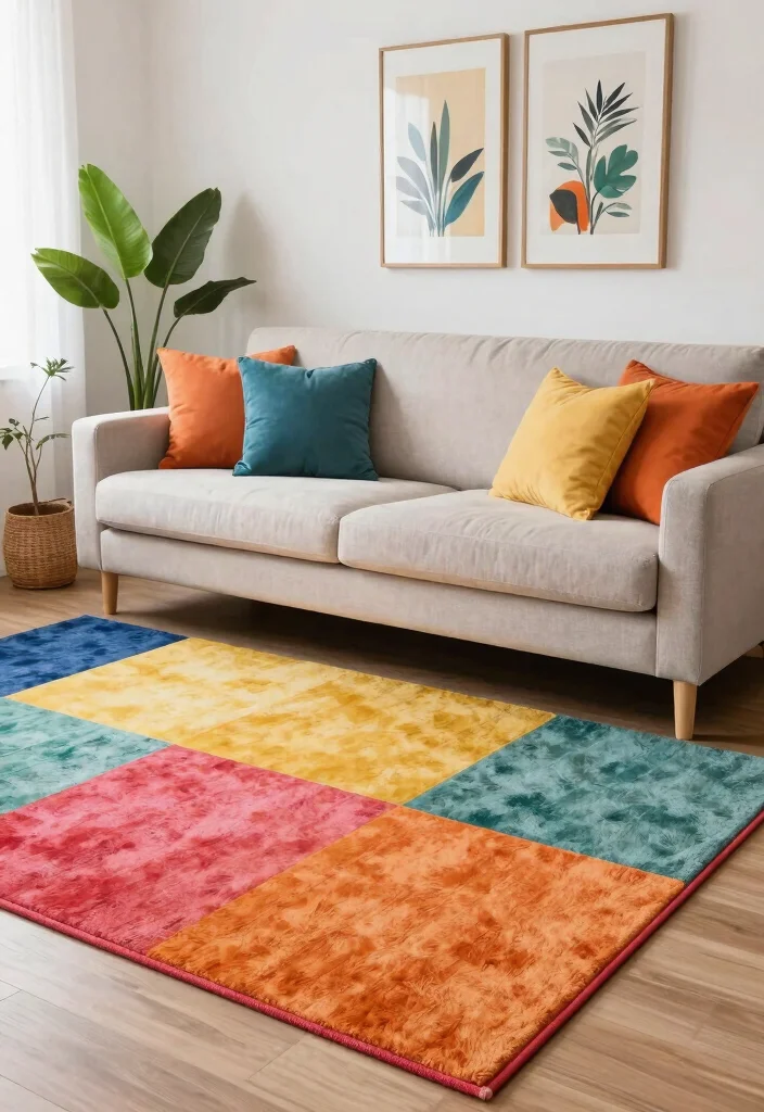 16 Colorful Living Room Rug Ideas That Add Instant Energy - 15. The Power of Color Combinations 1