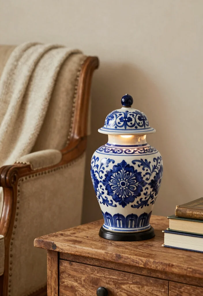 16 Ginger Jar Lamp Ideas With Classic Chic Style - 1. Vibrant Blue and White Patterns 1