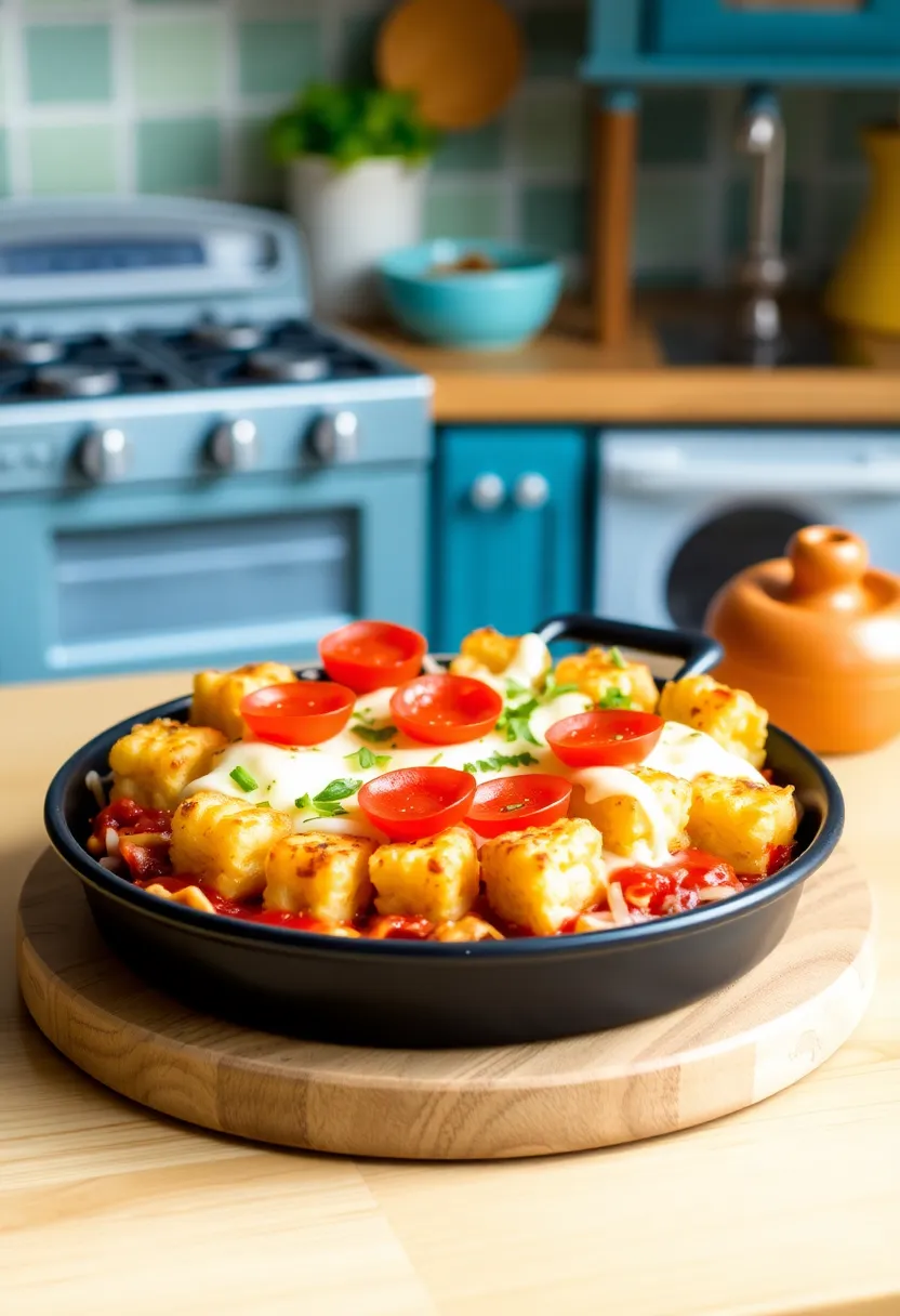 16 Ground Beef And Tater Tot Meals Perfect For Weeknight Cooking - 12. Tater Tot Pizza Bake 1