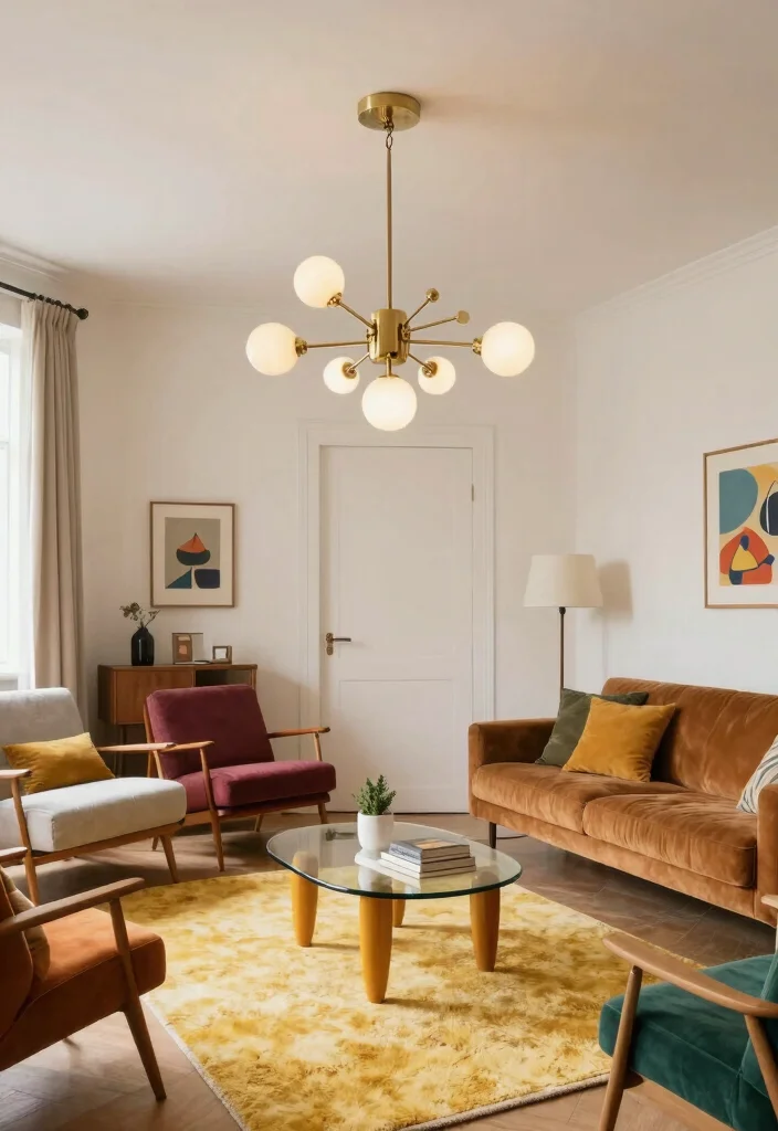 16 Living Room Chandelier Low Ceiling Ideas That Shine Brightly - 10. Retro Sputnik Chandelier 1